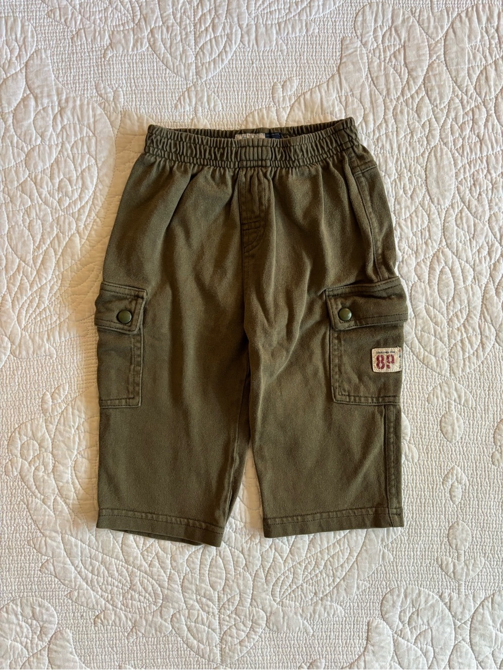 Vintage Kids Olive Cargo Shorts with Elastic Waist